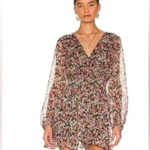 Bardot cut out drill mini dress in floral. Size XS. New